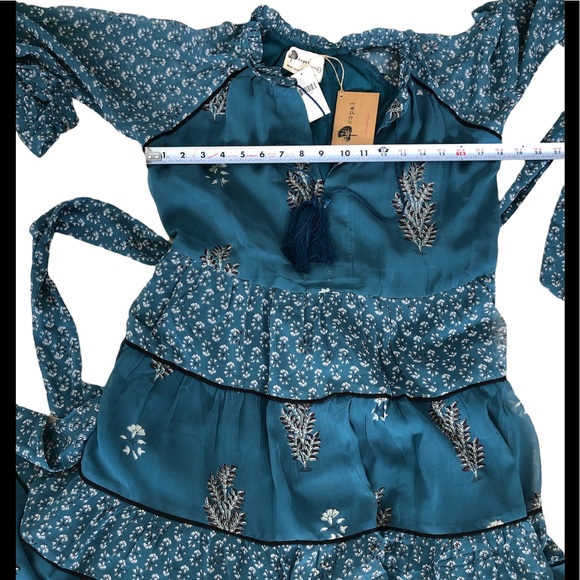 Anthropologie Eliza Tiered Kopal Boho Teal Peasant Dress Size XS $288 - Picture 10 of 13